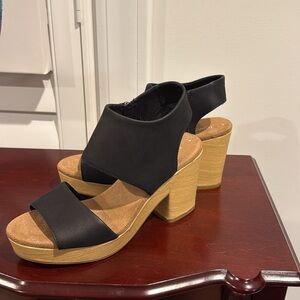 Toms Black and Tan Women's Platform Sandals